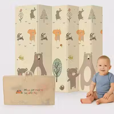 Tapete Térmico Tatame Infantil Emborrachado Dupla Face Dobrável Macio 1,8x1,2M Pista Urso Castor Sensorial Meu Primeiro Tapetinho (Urso)