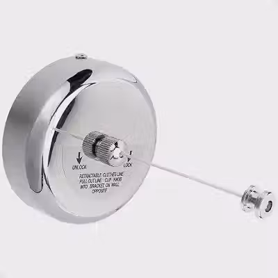Varal de Parede Retrátil em Aço Inox Com Corda Nylon Recolhivel Extensível Cromado Lavanderia Casa Apartamento Varanda Roupa Prático Discreto - SHACK