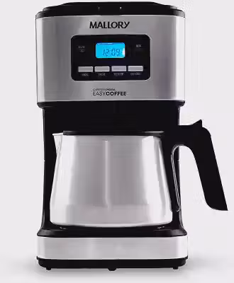 Cafeteira Elétrica Mallory Easy Coffee – Programável, Jarra Inox, 32 Xícaras, Filtro Reutilizável - 220V
