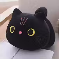 Gato De Pelúcia Fofo Almofada 20 Cm - Gatinho Kawaii Preto