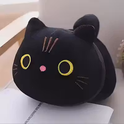 Gato De Pelúcia Fofo Almofada 20 Cm - Gatinho Kawaii Preto