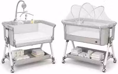 Berço Portátil Moisés SleepGuard Ragaluma com Balanço Mobile Musical Altura Regulável e Proteção contra Insetos Suporta até 15kg