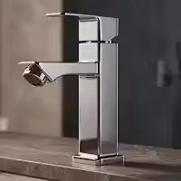 Torneira para Banheiro e Lavabo Quadrada 1/4 Volta Luxo Metal Inox TKLA