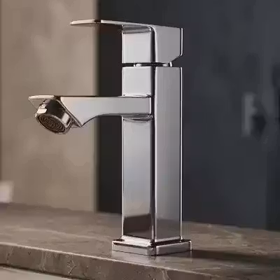 Torneira para Banheiro e Lavabo Quadrada 1/4 Volta Luxo Metal Inox TKLA