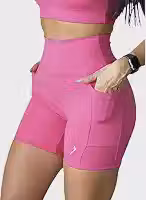 Short Com Bolso Feminino Compressão Para Corrida Academia Drisheer (BR, Alfa, GG, Plus Size, Alto, Rosa)