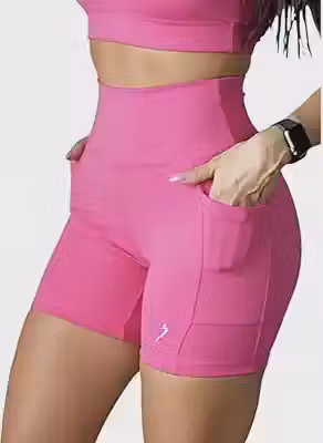 Short Com Bolso Feminino Compressão Para Corrida Academia Drisheer (BR, Alfa, GG, Plus Size, Alto, Rosa)