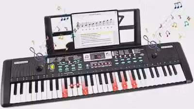 Teclado Musical Digital, 61 Teclas Iluminadas,Piano Digital para Iniciantes, modo de ensino, 200 Tons, 60 canções de demonstração, microfone, suporte musical, Bateria Recarregável