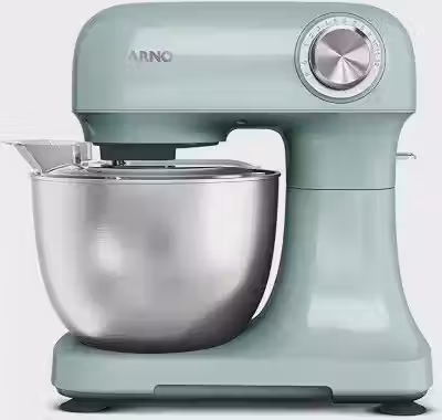 Batedeira Arno Planetária Bake Easy KM13, 500W, Verde Eucalipto com Tigela Inox, 3,5L, 12 Velocidades, Transmissão Direta, 3 Batedores, Tampa Anti-Respingos e Design Compacto, 220V