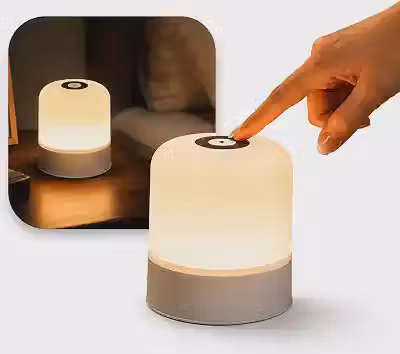 Luminária de Mesa Abajur de Cabeçeira com 3 Modos de Iluminação 360° LED Botão Touch Sem Fio Recarregável Para Criado Mudo, Estudos, Trabalho, Quarto, Escritório, Sala, Decoração, Leitura (8,5x7cm)
