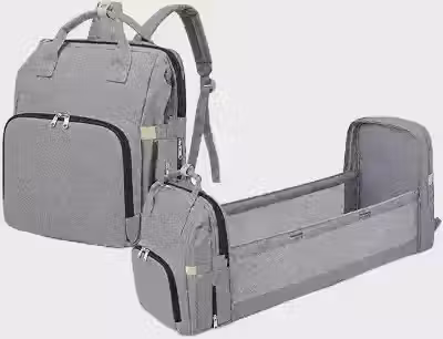 Mochila Maternidade 3 em 1 com Berço Portátil, Impermeável, Compartimento Térmico, 14 Bolsos e Trocador