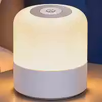 Luminária de Mesa Abajur de Cabeçeira com 3 Modos de Iluminação 360° LED Botão Touch Sem Fio Recarregável Para Criado Mudo, Estudos, Trabalho, Quarto, Escritório, Sala, Decoração e Leitura (8,5x7cm)