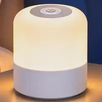 Luminária de Mesa Abajur de Cabeçeira com 3 Modos de Iluminação 360° LED Botão Touch Sem Fio Recarregável Para Criado Mudo, Estudos, Trabalho, Quarto, Escritório, Sala, Decoração e Leitura (8,5x7cm)
