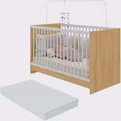 Multimóveis Berço 3 em 1 com Colchão Incluso Mp4394 Madeirado/Branco