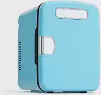 Mini geladeira portátil com alça embutida, compacta arredondados, Azul