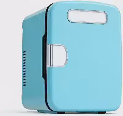 Mini geladeira portátil com alça embutida, compacta arredondados, Azul