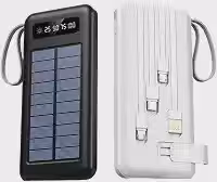 Carregador Portátil Power Bank Solar 10000mah 5 Em1 com LED e lanterna, 4 saídas (Cor preta ou branca)