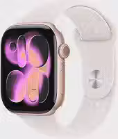 Apple Watch Series 11 GPS + Cellular, Caixa em alumínio rosa‑dourado de 46 mm com Bracelete desportiva rosa leve - P/M