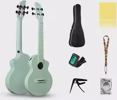 VEDO Ukulele Concerto 23 Polegadas Fibra de Carbono Verde - Kit Completo c/Acessórios, Leve, Impermeável, Resistente a Temp., Ideal p/Viagem e Iniciantes