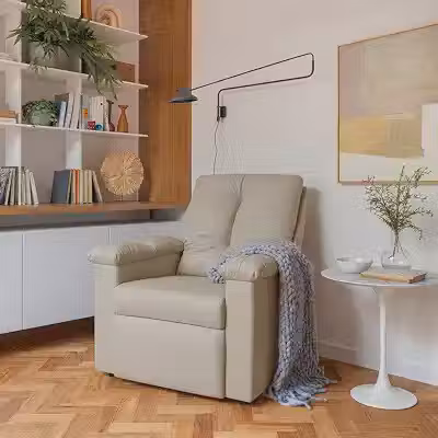 Poltrona Lisboa Reclinável Papai 3 Posições Estética Corino Confort Plus (GELO)
