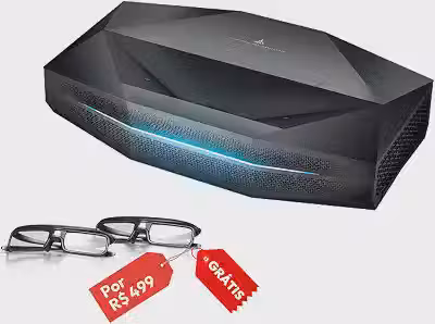 AWOL Aetherion Pro Projetor 4K, Laser RGB Triplo Ultra Curta Distancia, 2600 ISO Lumens, Google TV, Contraste 6000:1, Dolby Vision Gaming, Tela 200', Uso Diurno Cinema em Casa