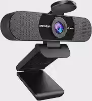 EMEET Webcam 1080p com microfone, câmera Web C960, webcam de streaming de 2 microfones, câmera de computador FOV de 90°, webcam USB Plug and Play para chamadas online/conferências,