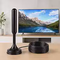 Antena TV Digital Amplificada Interna e Externa HDTV UHF VHF, Base Magnética com Super Ímã, Cabo de Longo Alcance, Compatível com TV Digital Full HD e 4K