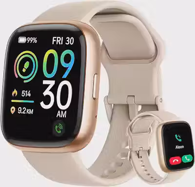 Bettdow SmartWatch Feminino 1.83' Full Touch, Assistente de voz Alexa, IP68 à Prova d'Água, Ligações Bluetooth, 100+ Modos Esportivos, Notificações Inteligentes, Compatível com iOS/Android (Ouro rosê)
