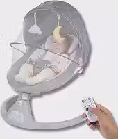 Cadeira de Descanso e Balanço para Bebê Bliss Baby Style com Música, Mosquiteiro e Controle Remoto (Cinza)