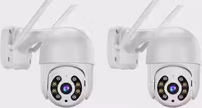 KIT 2 Câmeras de Segurança Domo WiFi PTZ externa, Câmera IP sem fio com visão de 360°, Visão noturna colorida, Áudio bidirecional, Detecção de movimento, Alerta de atividade - BELLA NET