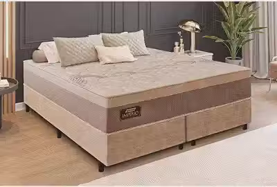 Gazin Cama Box Queen com Colchão de Molas (158x198x72) Império CR35392 Areia/Bege