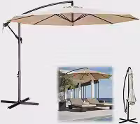 Ombrelone Lateral Suspenso 3m Guarda Sol Piscina Jardim Kauai Bege - AMZ