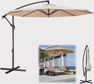 Ombrelone Lateral Suspenso 3m Guarda Sol Piscina Jardim Kauai Bege - AMZ