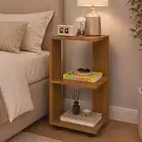 Mesa De Cabeceira Charmosa Nicho Aberto Multiuso Mesinha Lateral E Apoio Decoração Cama De Casal Quarto Estilo Moderno Dream 55x33cm - Móveis Xpress (Freijó)