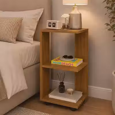 Mesa De Cabeceira Charmosa Nicho Aberto Multiuso Mesinha Lateral E Apoio Decoração Cama De Casal Quarto Estilo Moderno Dream 55x33cm - Móveis Xpress (Freijó)