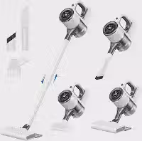 Aspirador de Pó Vertical Sem Fio, 100W, Branco e Cinza, 40000 RPM, LED, 50min Autonomia, 10000Pa Sucção, 3 Velocidades, 0.75L