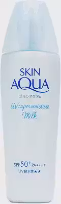 SKIN AQUA® Super Moisture Milk 40g - Protetor Solar Facial sem cor FPS50 com Ácido Hialurônico e Textura Leve