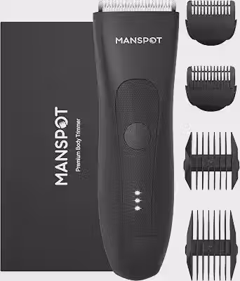 Aparador de Pelos Masculino Elétrico MANSPOT, Lâmina Cerâmica, Motor 7000 RPM, À Prova d'Água, para Corpo e Áreas Íntimas