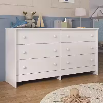 Cômoda Infantil 136cm com 6 Gavetas Flex Multimóveis Mp4262 Branco