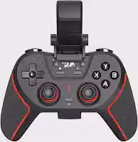Redragon Controle Gamer Sempiten G712 Gamepad Sem Fio Bluetooth USB-C 2.4GHz Compatível c/ PC, Xbox, PlayStation, Android c/ Suporte p/ Celular Preto e Vermelho