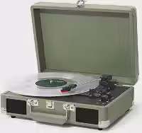 ANVAR VEDO Toca-Discos Portátil com Bluetooth, Alto-Falante, 3 Velocidades (33/45/78 RPM), Design Retrô de Maleta, Compatível com LPs 7/10/12', Controle de Graves, AUX RCA, Parada Automática 110v/220v