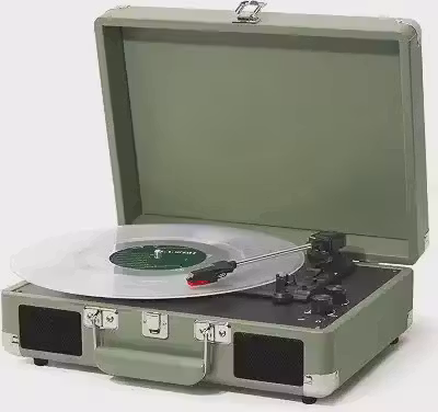 ANVAR VEDO Toca-Discos Portátil com Bluetooth, Alto-Falante, 3 Velocidades (33/45/78 RPM), Design Retrô de Maleta, Compatível com LPs 7/10/12', Controle de Graves, AUX RCA, Parada Automática 110v/220v
