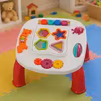 Mesinha Didática Infantil com Atividades Educativas - Brinquedo Sensorial com Peças de Encaixe, Engrenagens e Som - Coordenação Motora | 12 Meses +