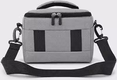 Bolsa Para Câmera Fotográfica Acolchoada Com Divisórias E Alça De Ombro(Cinza)