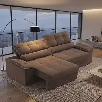 Sofá Retrátil Reclinável 4 Lugares Usb Suede 2,40m Bariloche