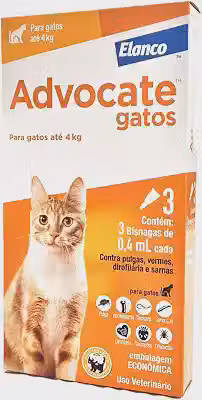 Elanco Combo Advocate Multiproteção contra pulgas, vermes, sarnas em gatos de até 4 Kg - 3 Bisnagas