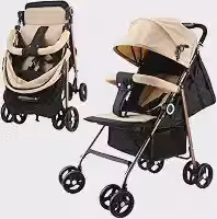 Carrinho de Bebê Kidino Elite Gold Bege Reclinável 3 Posições Compacto Leve com Alça até 15kg