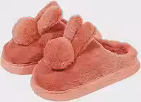Pantufas Femininas Felpudas, Pantufas de Casa Macias e Quentinhas com Estampa de Coelhinho Fofo.