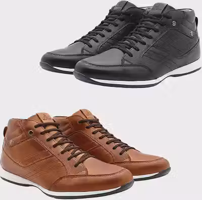 Kit 2 Pares Sapatênis Masculino Couro Legítimo Elegance Cano Alto com Zíper Lateral