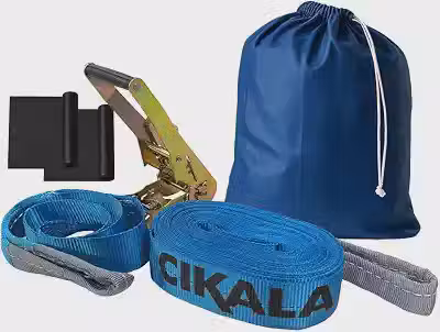 Slackline Azul + Cinta 15,7 Metros + Catraca + Alças + Protetores + Bolsa de