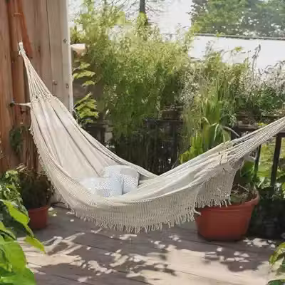 Rede de Dormir Casal Pernambucana 100% Algodão – Tradicional, Confortável e Resistente, Suporta até 150kg, Ideal para Descanso e Lazer (Bege)